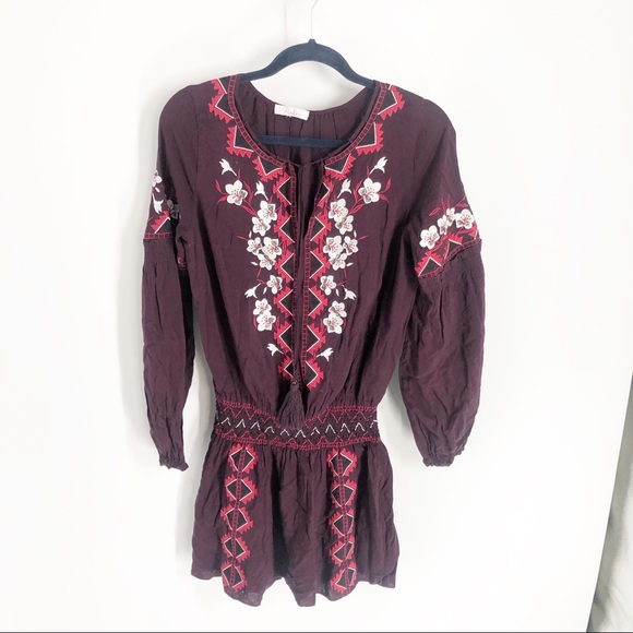 Parker Embroiderd Blouson Plum Wine Dress szM - Picture 2 of 4